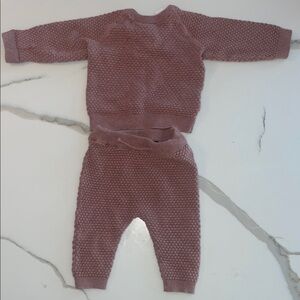 Pink Textured Baby Sweater and Pants Set